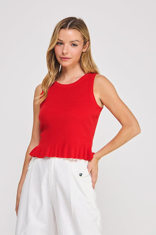 Peplum Tank- Red