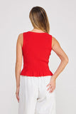 Peplum Tank- Red