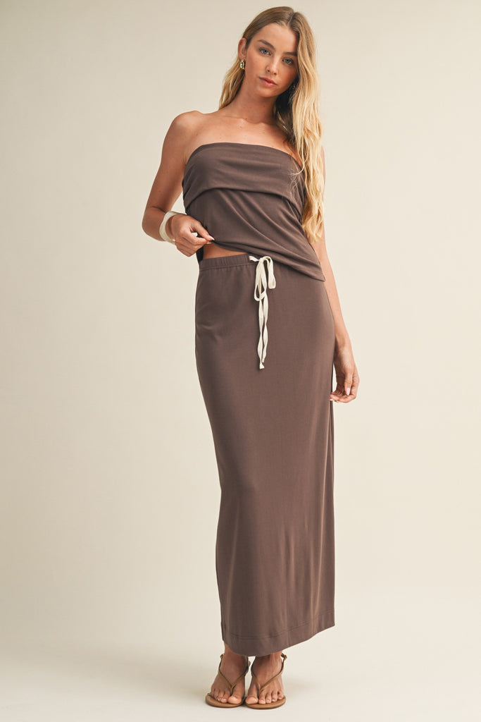 Courtney Knit Jersey Set- Iced Coffee