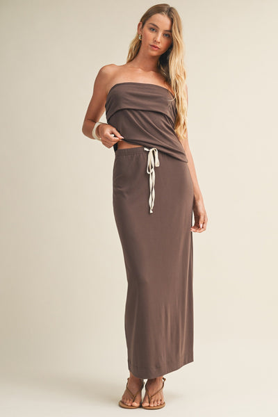 Courtney Knit Jersey Set- Iced Coffee