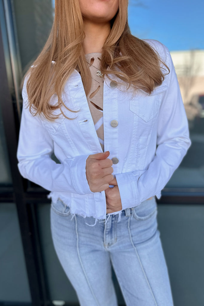 Harlee Fray Hem Jacket White