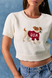 USA Dog Sweater- Ivory
