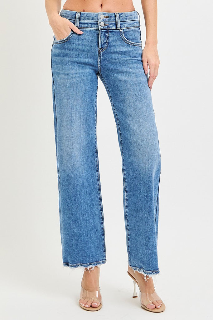 Double Waist Risen Wide Leg Jean