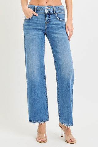 Double Waist Risen Wide Leg Jean