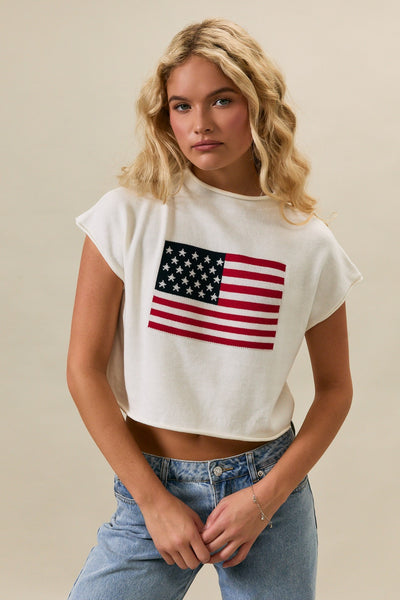 USA Flag Mock Neck Sweater