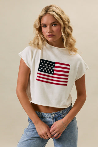 USA Flag Mock Neck Sweater