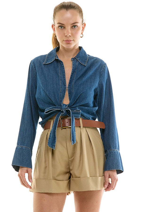 Front Tie Denim Shirt