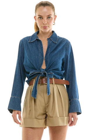Front Tie Denim Shirt
