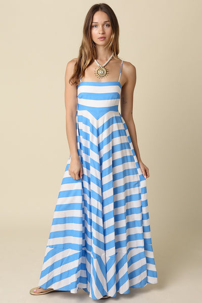 Brenda Stripe Maxi Dress- Blue
