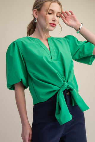 Emmy Puff Sleeve Blouse- Green