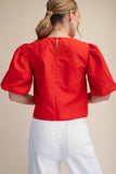 Emmy Puff Sleeve Blouse- Red