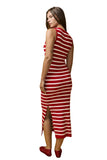Red Striped Midi Dress