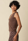 Jenny V-Neck Tank- Brown