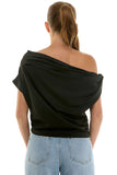 Draped One Shoulder Top- Black