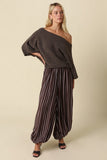 Laurie One Shoulder Sweater- Brown