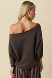Laurie One Shoulder Sweater- Brown