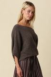 Laurie One Shoulder Sweater- Brown