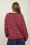 Cassie Stripe Sweater- Wine