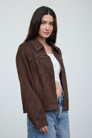 Brown Suede Stud Jacket