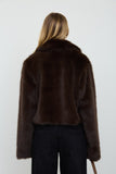 Cropped Faux Fur Fur Jacket- Chocolate