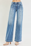 Risen Seam Detail Mid Rise Wide Leg