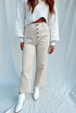 Colette Button Up Wide Leg Jeans Cream- FINAL SALE
