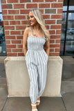 Beach Front Stripe Jumpsuit Cream/Black