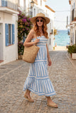 Destin Striped Maxi Dress- Powder Blue
