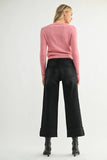 Scissor Cut Cuffed Wide Leg - WASHED BLACK