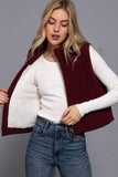 Corduroy Puffer Vest- Wine