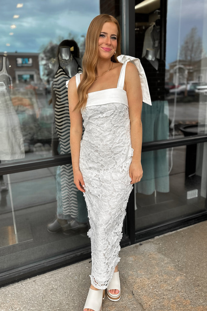Flora Midi Dress White