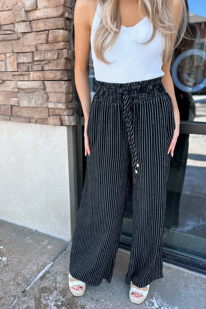 Charleston Stripe Pants Black