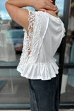 Gigi Lace Trim Top White