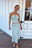 April Floral Lace Trim Top - Sage/White