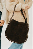 Rosalie Rivet Suede Hobo Bag: Chocolate