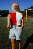Game Day Ribbed Top White/Red