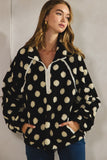 Polka Dots Fuzzy Pullover- Black/White