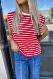 Cherry Red Stripe Tank Top
