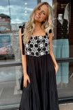 Quinn Floral Embroidered Jumpsuit Black