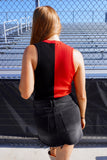 Game Day Ribbed Top Red/Black