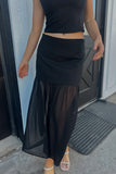 Stone Low Waist Maxi Skirt - Black