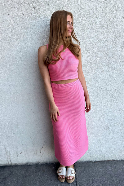 Mollie Knit Midi Skirt Pink