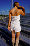 Lucky Strapless Denim Romper Ivory