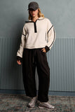 Half Zip Fleece Jacket- Ivory