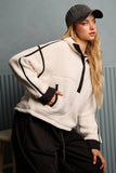 Half Zip Fleece Jacket- Ivory