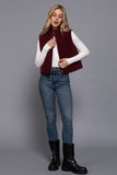 Corduroy Puffer Vest- Wine