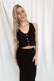 Button Knitted Vest Black