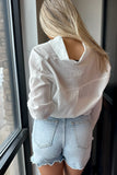Addison Frayed Hem Denim Shorts Light