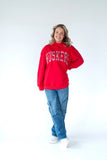 Huskers Gingham Mock Sweatshirt- Red