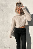 Aurora Crop Turtleneck Sweater Flax- FINAL SALE